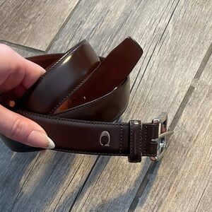 Coach Men's Leather Belt in Dark Brown with Silver Buckle